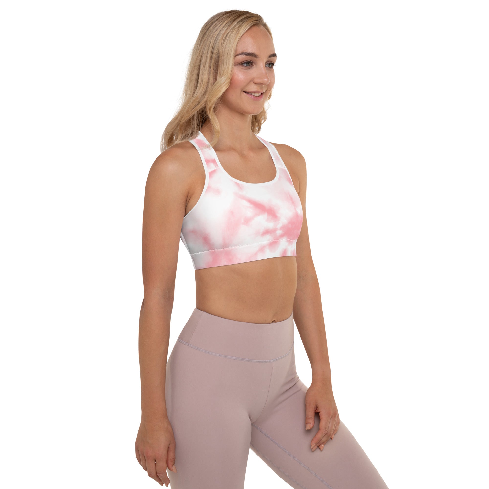Cute Pink Tie Dye Padded Gym & Sports Bra