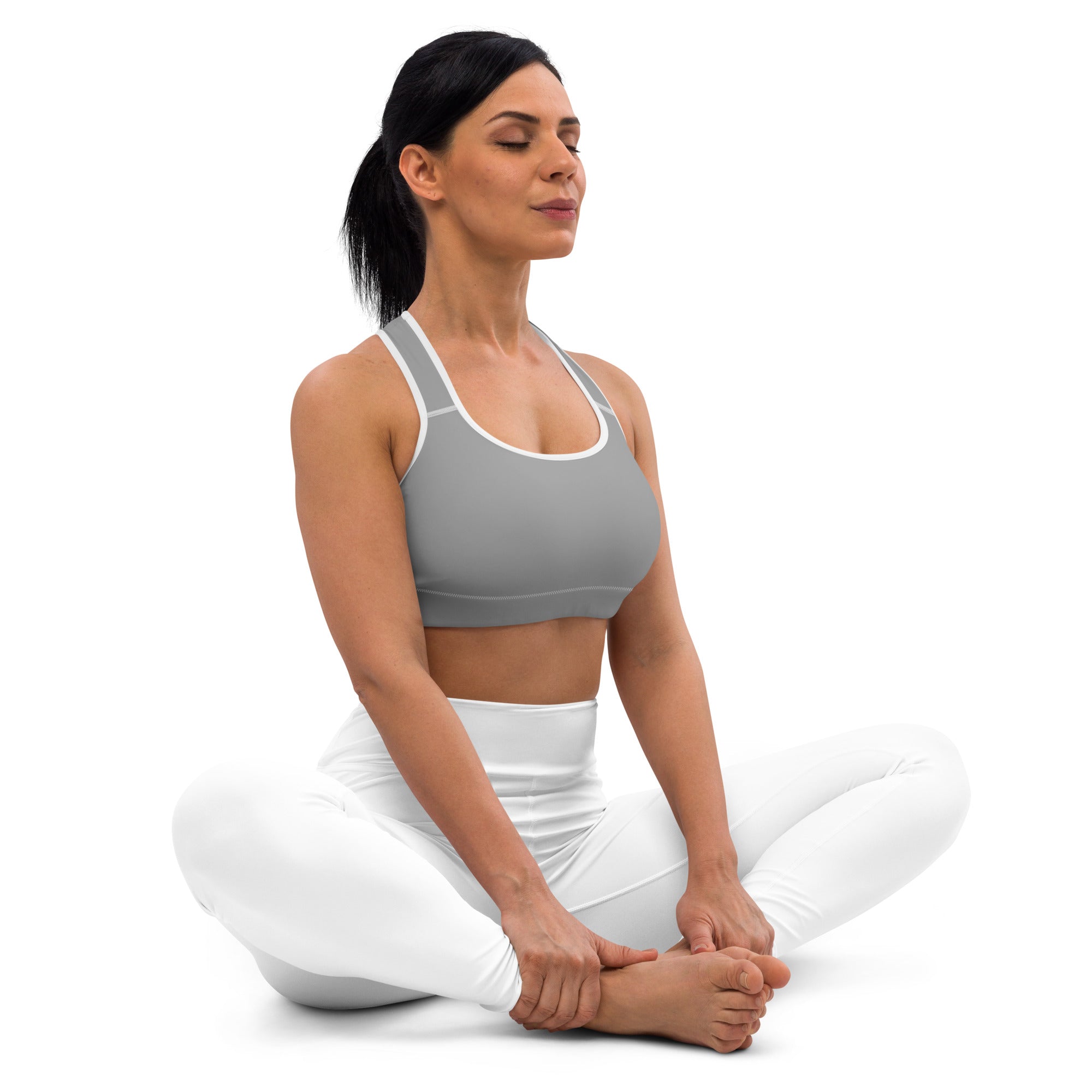 Preppy Aesthetic Grey Padded Sports Bra