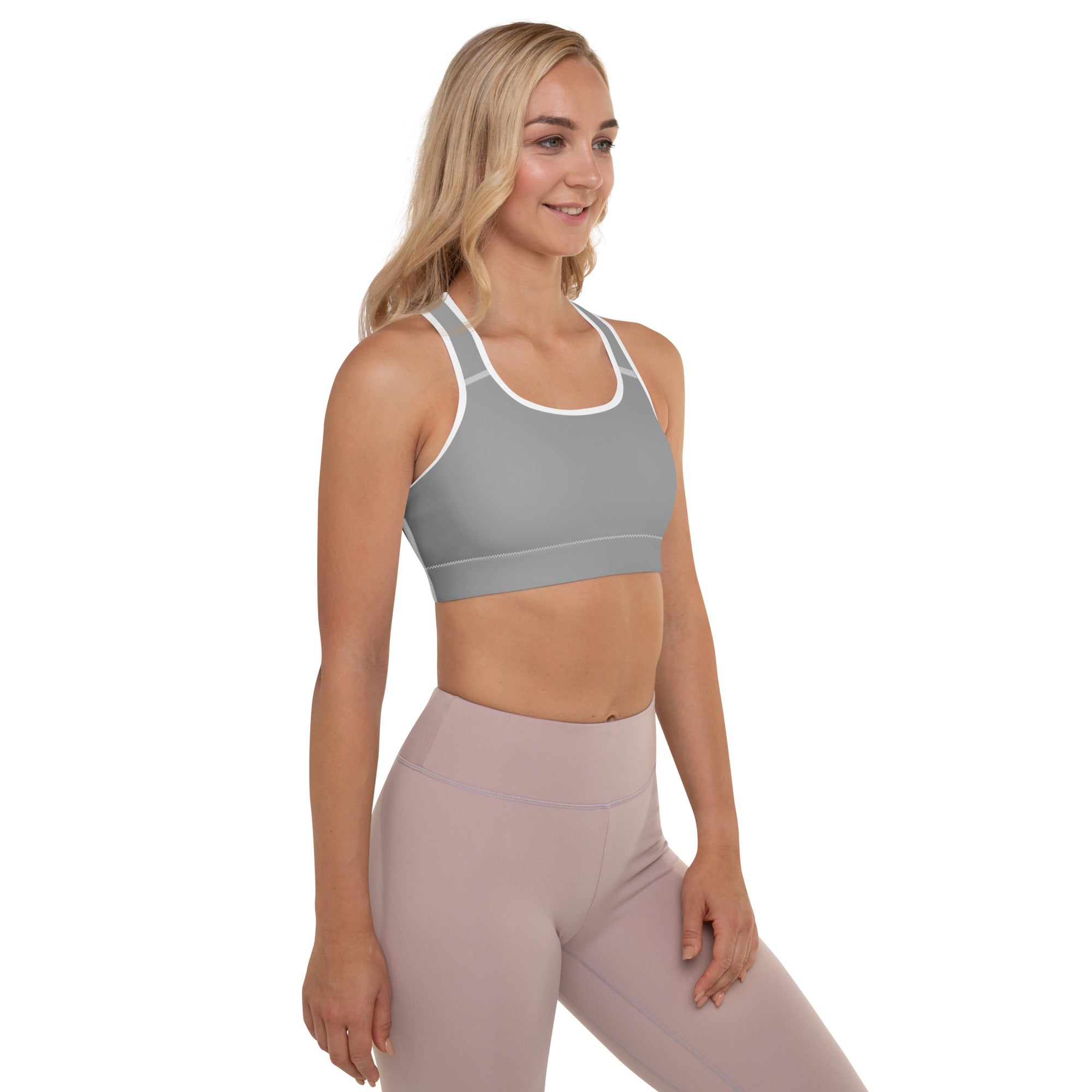 Preppy Aesthetic Grey Padded Sports Bra