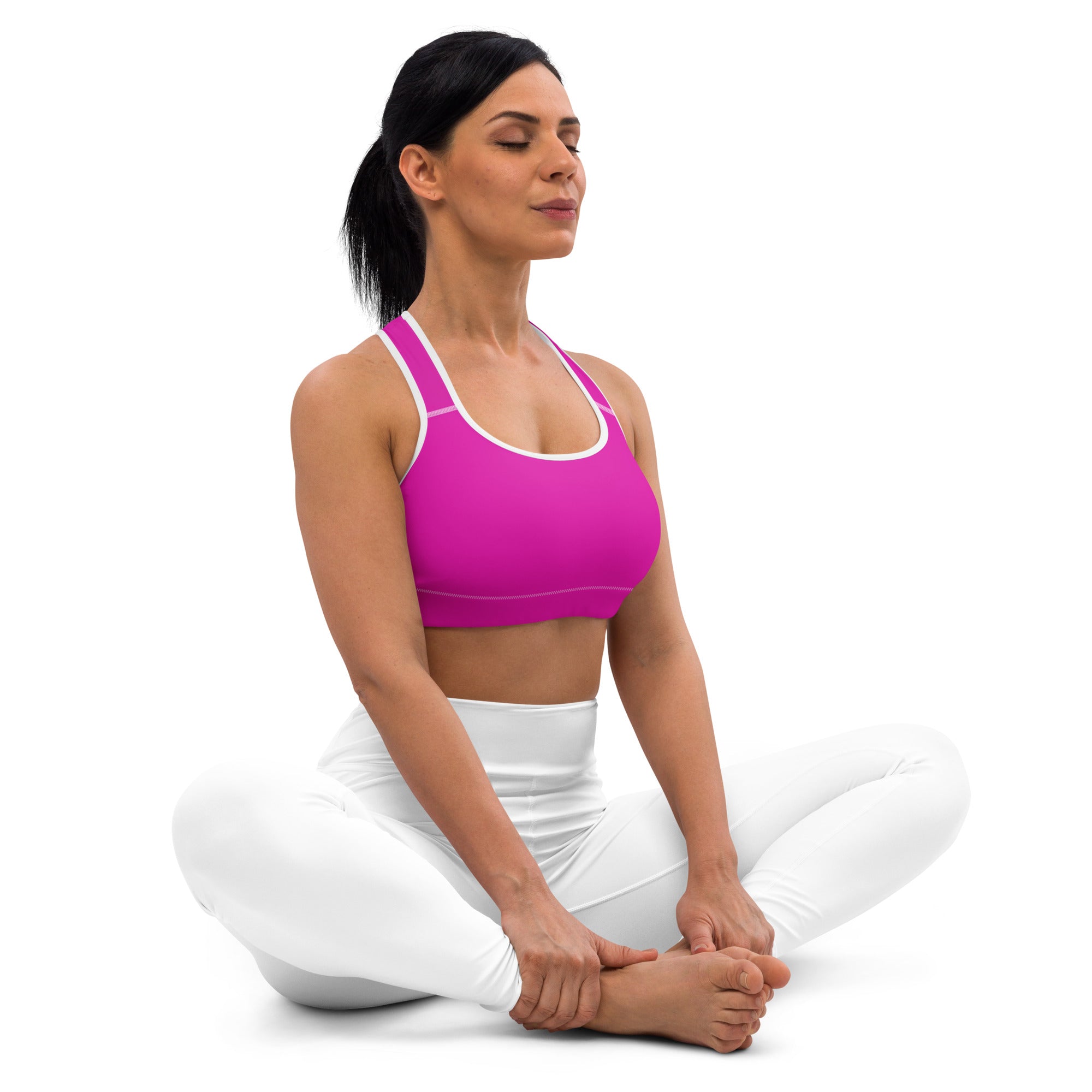 Neon Pink Padded Sports Workout Bra