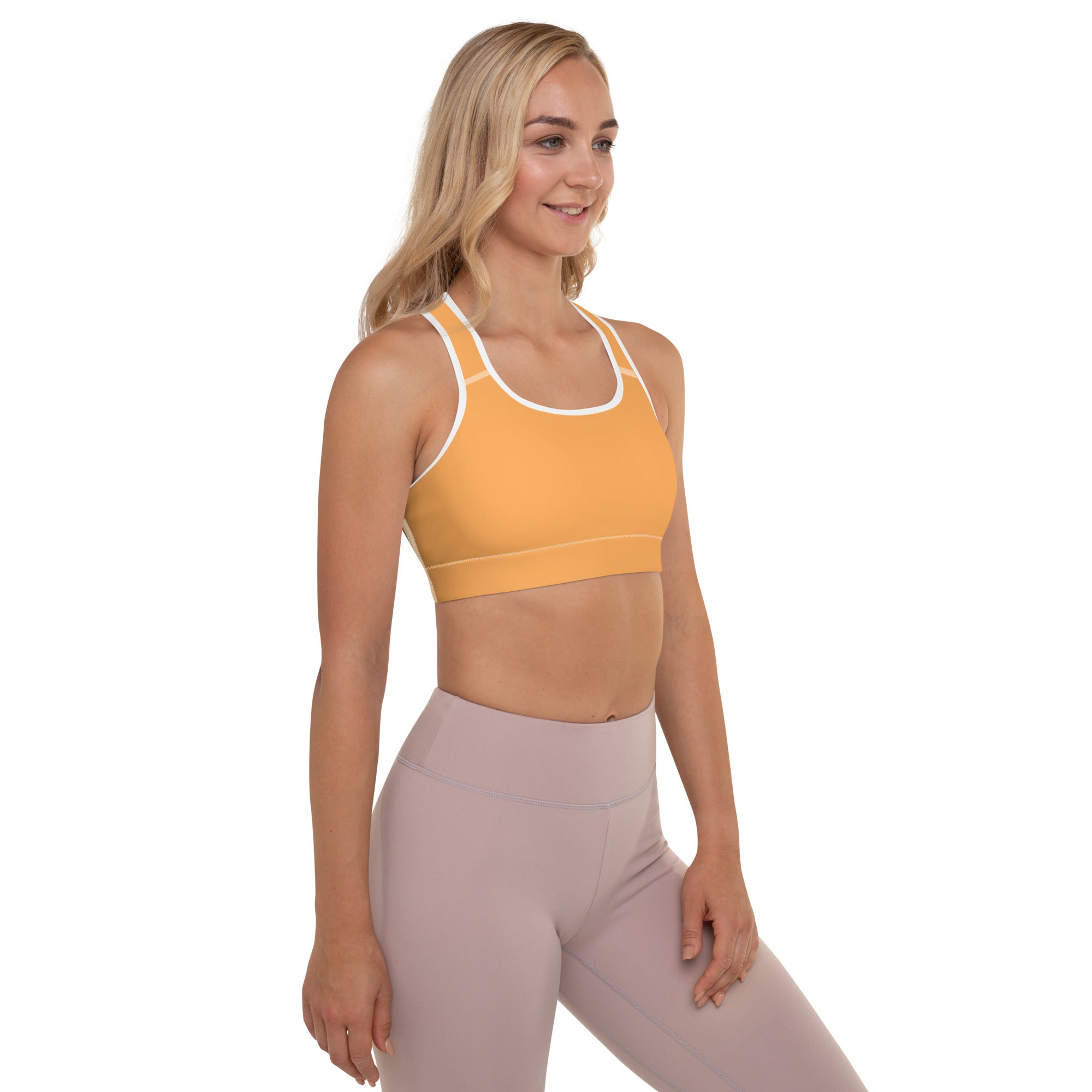 Sporty Orange Padded Gym Sports & Workout Bra