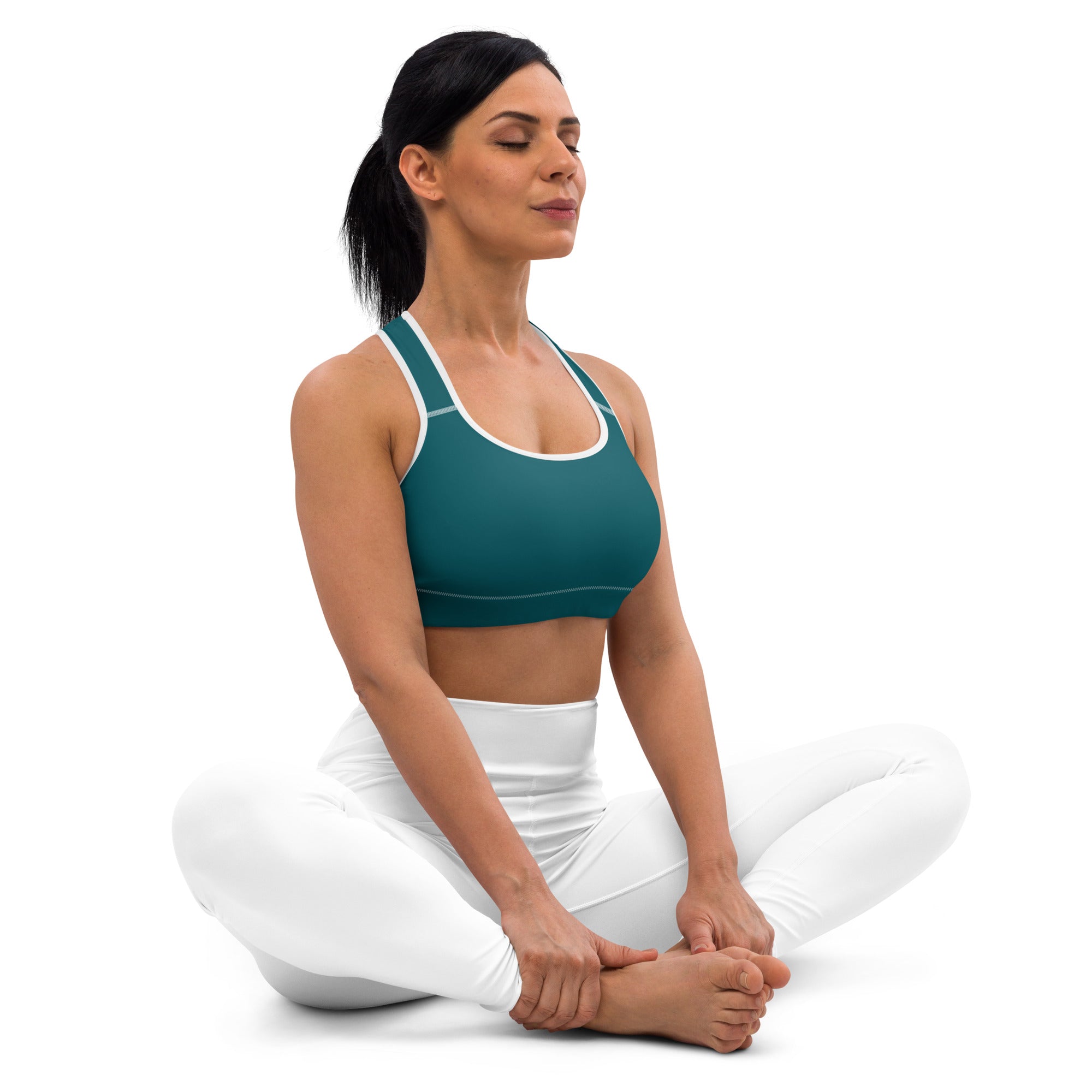 Seamless Teal Padded Gym Sports & Workout Bra
