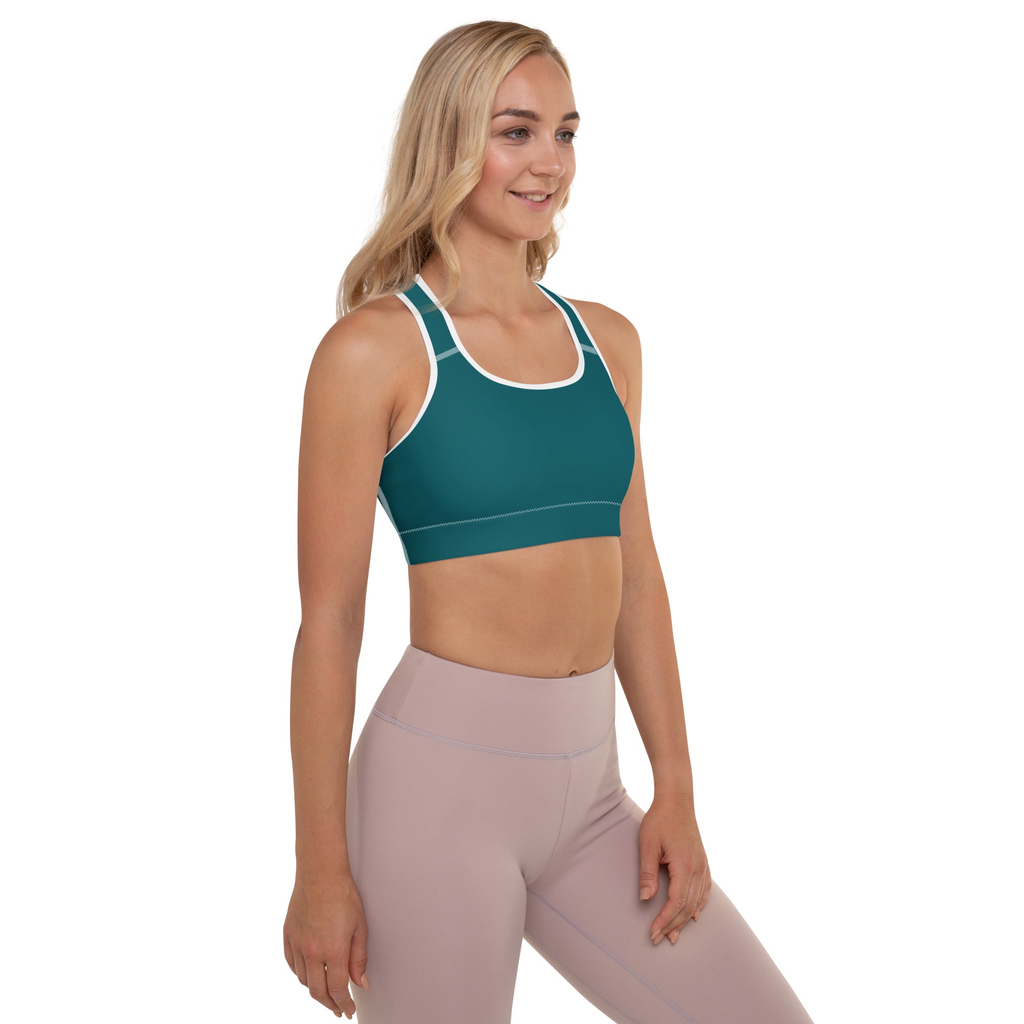 Seamless Teal Padded Gym Sports & Workout Bra