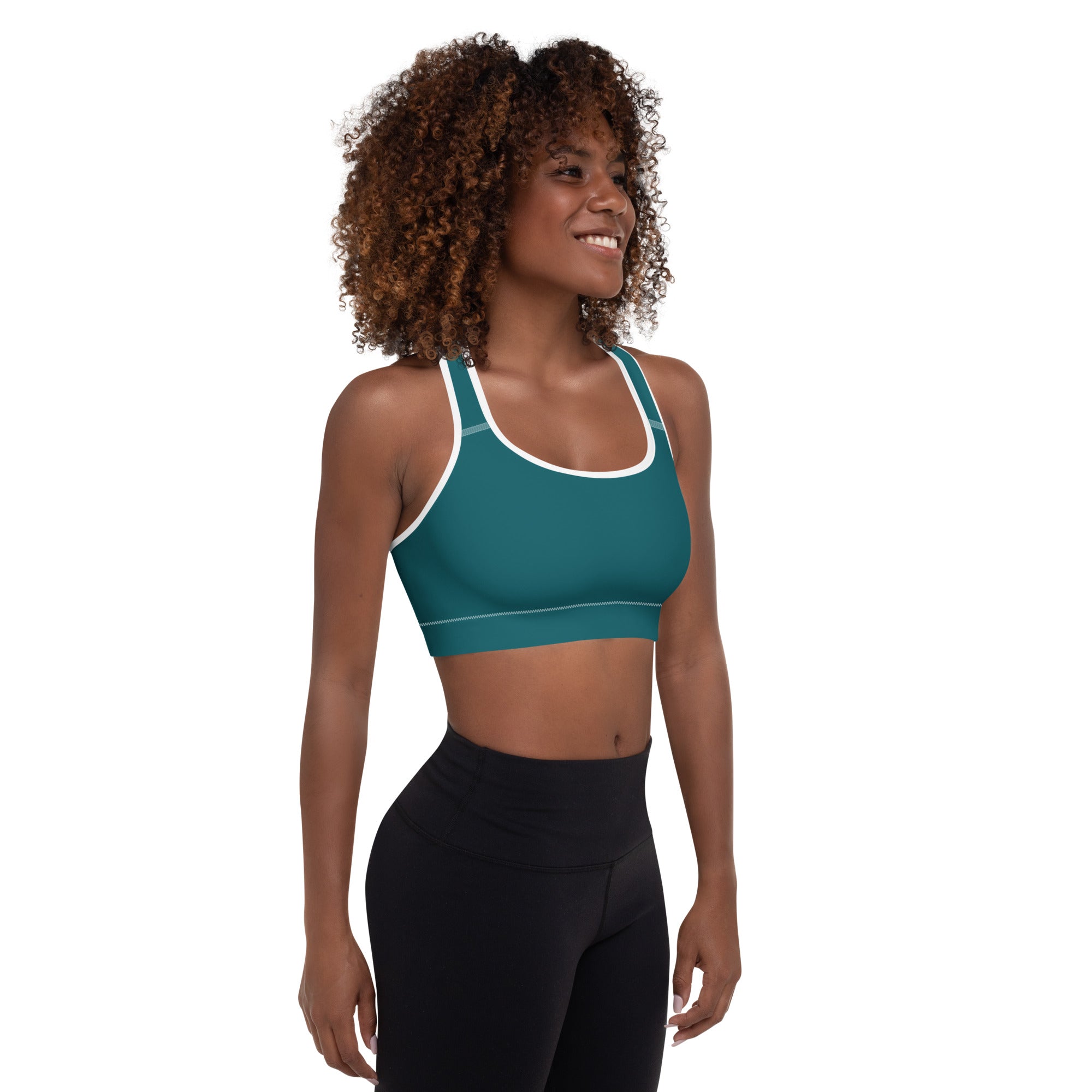 Seamless Teal Padded Gym Sports & Workout Bra
