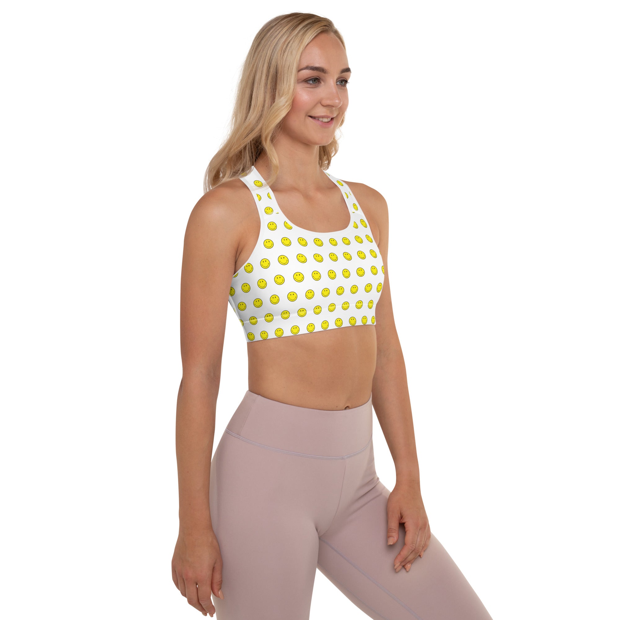 Preppy Smiley Face Padded Gym & Sports Bra