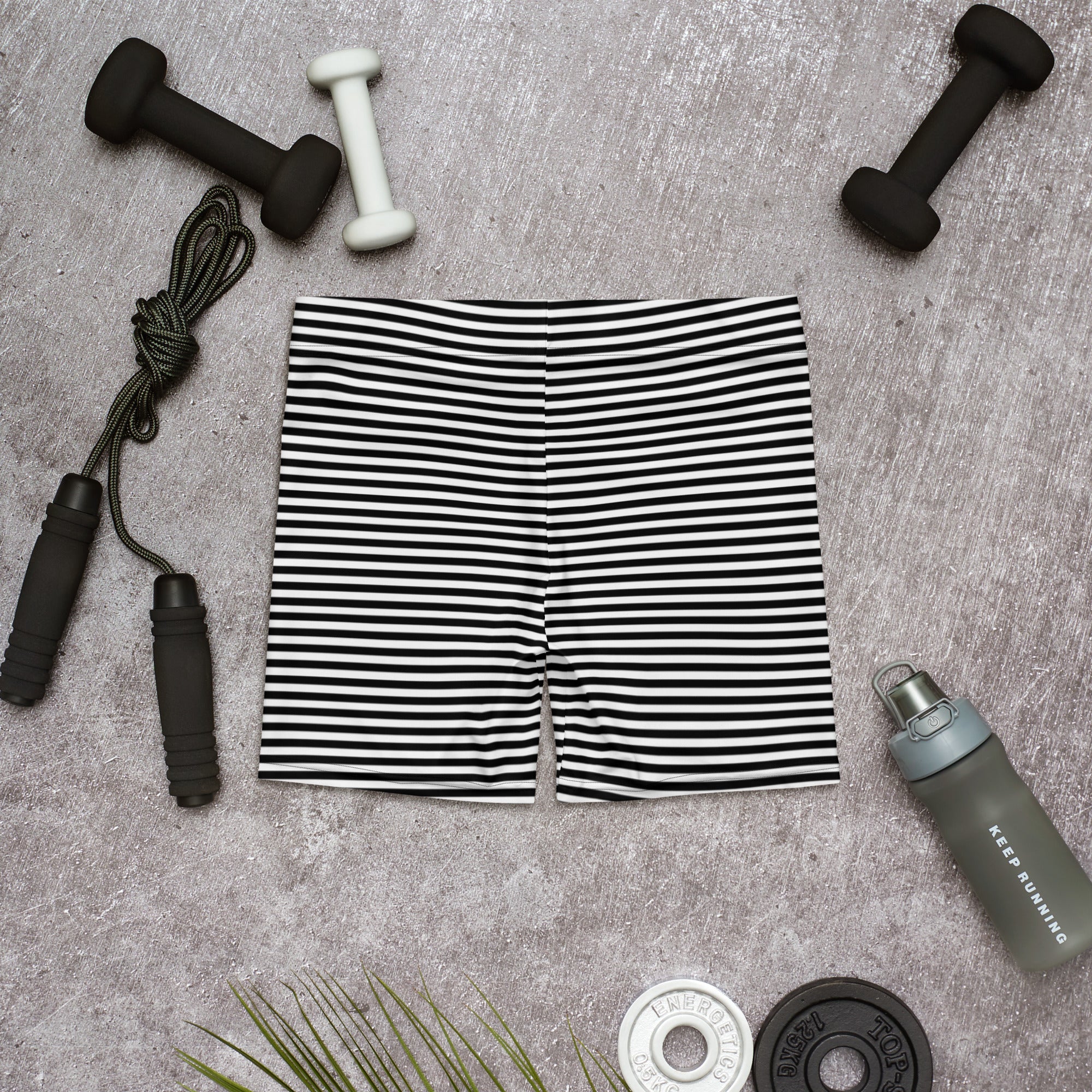 Preppy Black Striped Body Fit Sports Shorts for Women