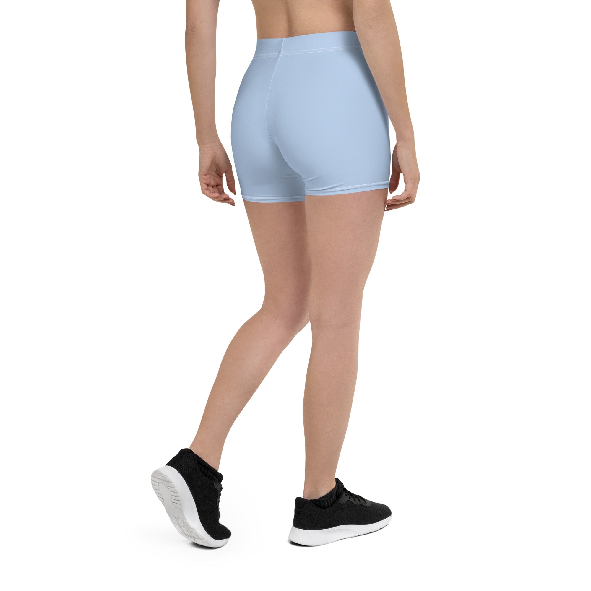 Preppy Plain Baby Blue Tight Shorts for Women