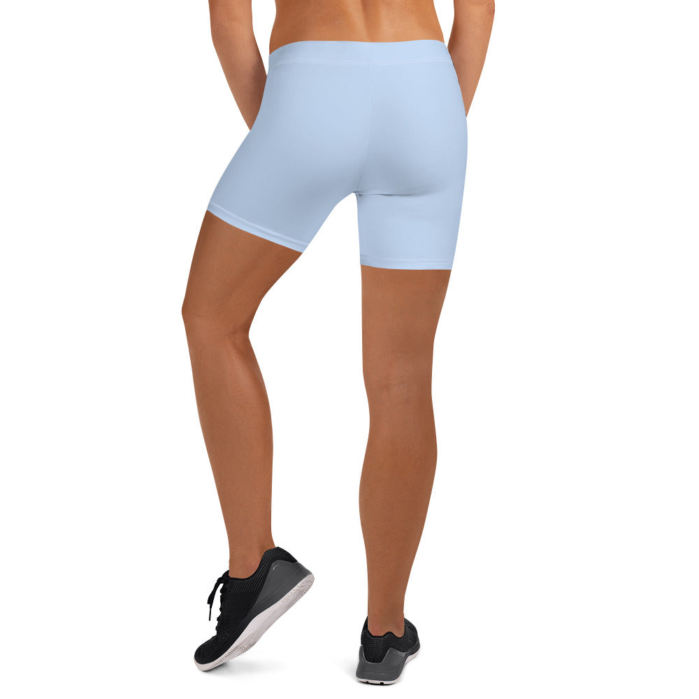 Preppy Plain Baby Blue Tight Shorts for Women