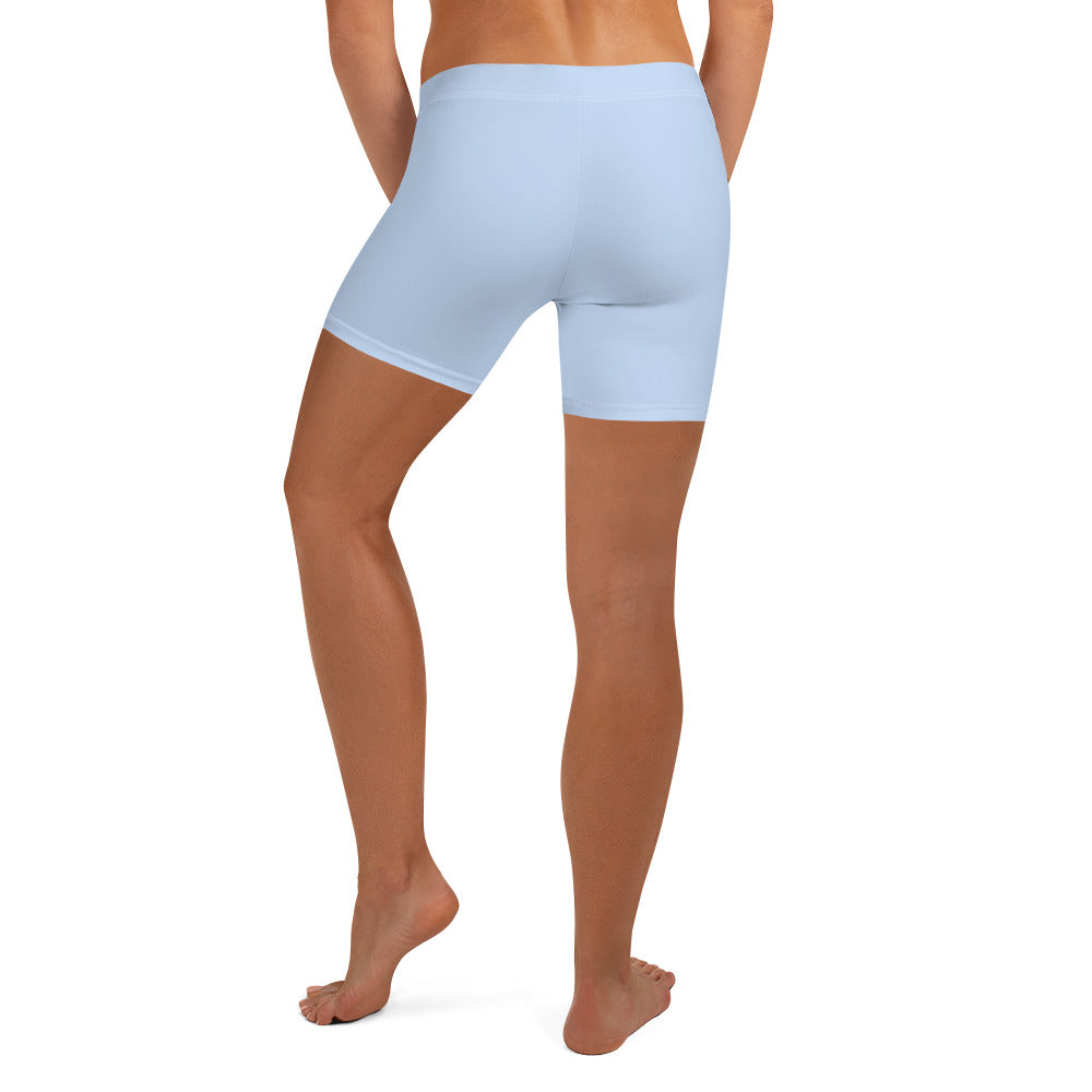 Preppy Plain Baby Blue Tight Shorts for Women