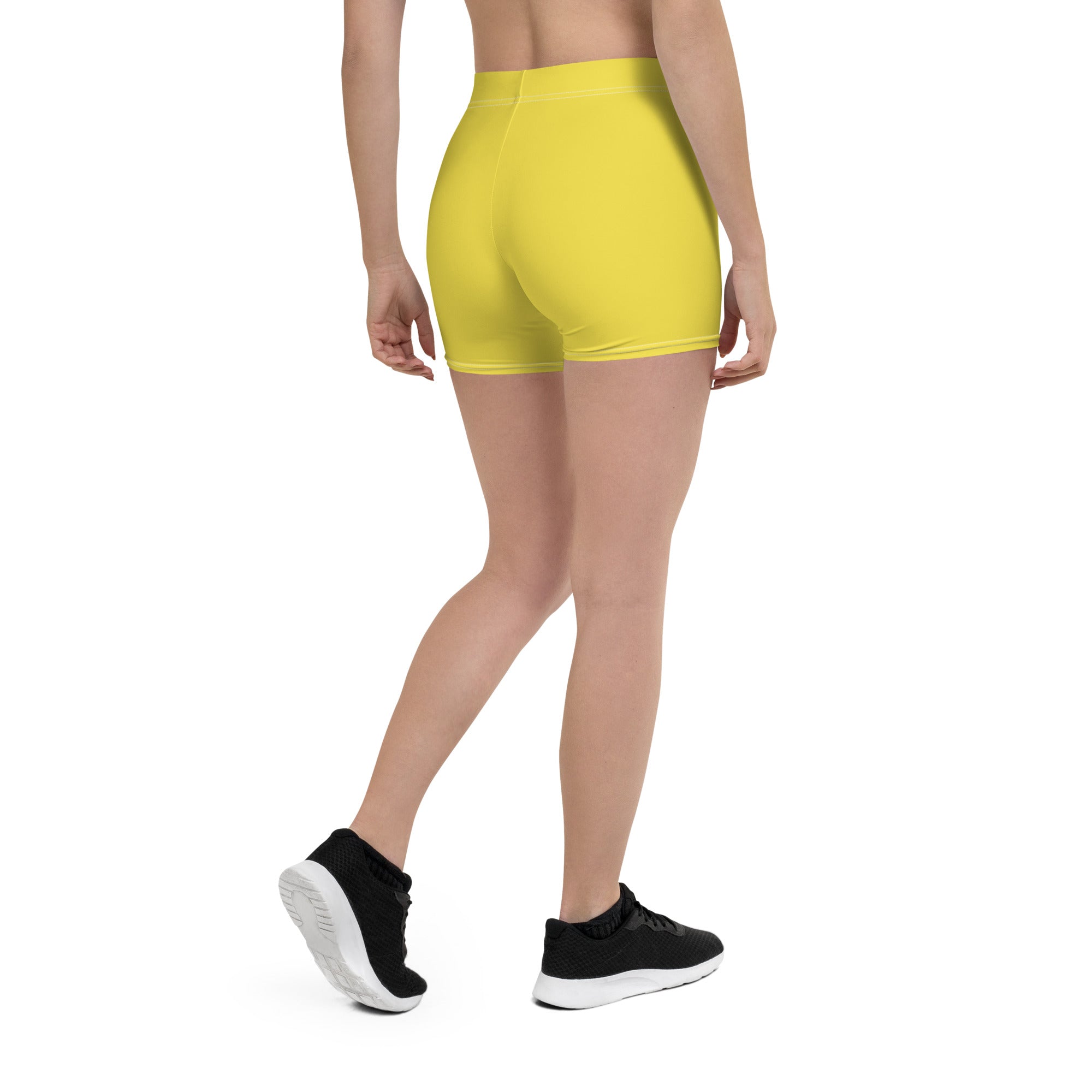 Preppy Plain Yellow Tight Shorts for Women