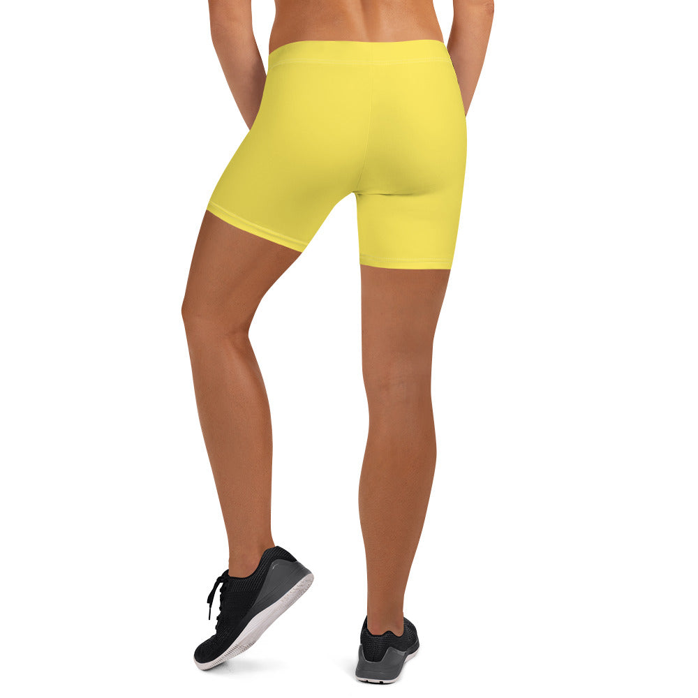 Preppy Plain Yellow Tight Shorts for Women