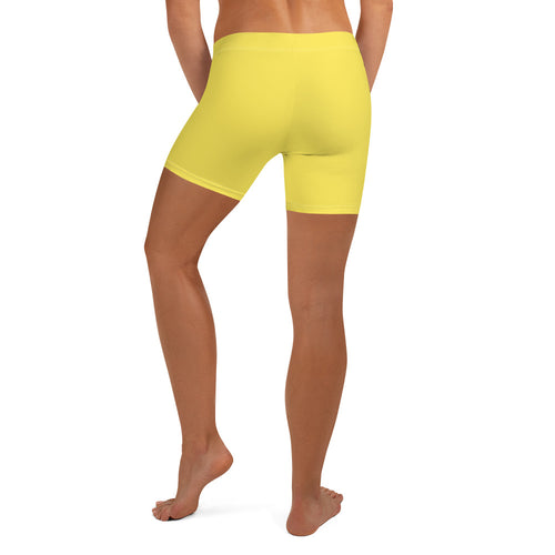 Preppy Plain Yellow Tight Shorts for Women