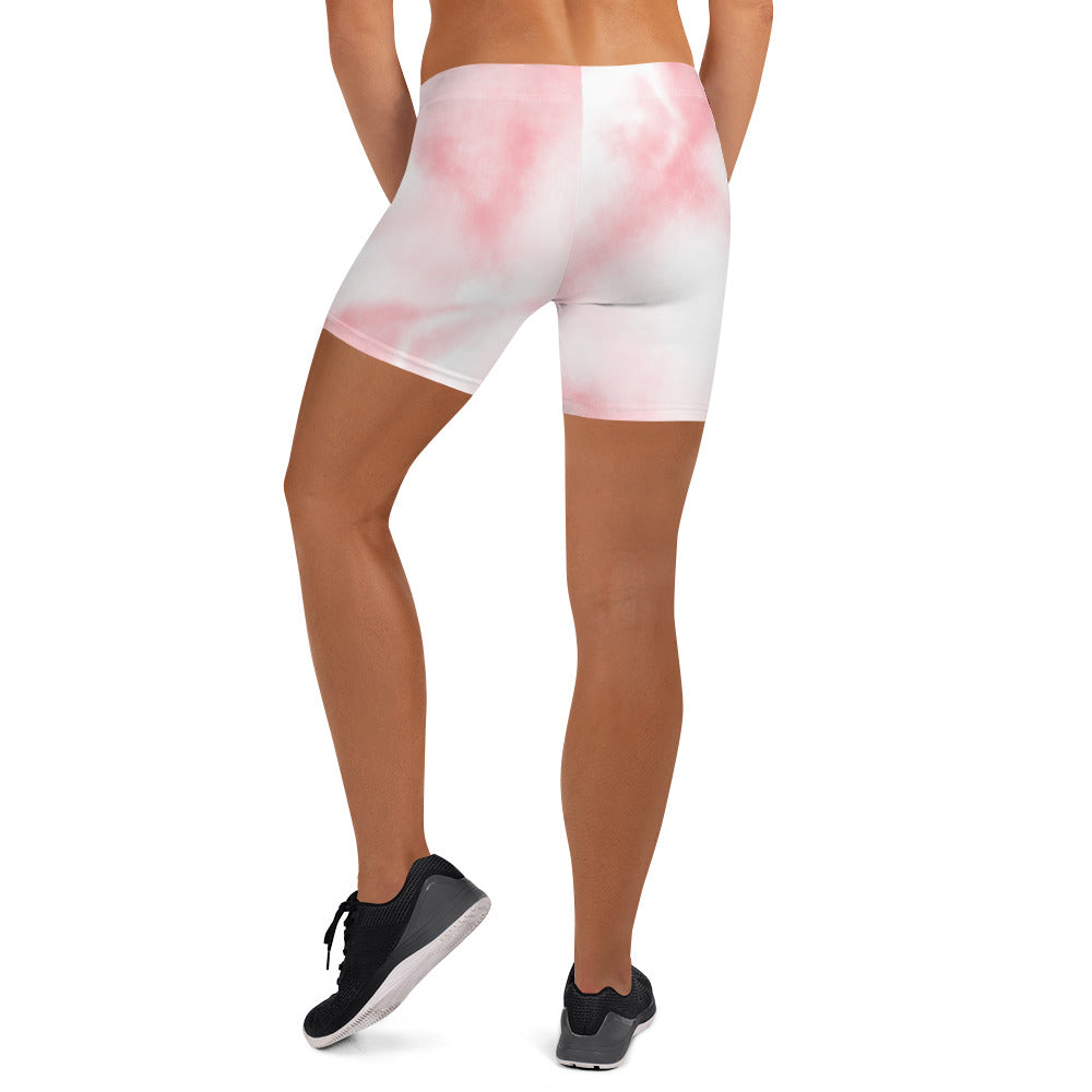 Aesthetic Pink Tie Dye Tight Shorts for Women