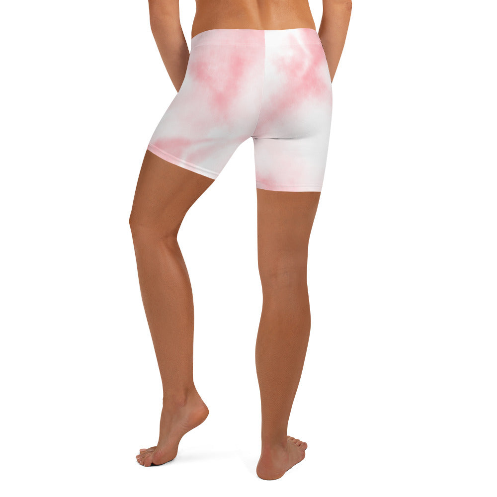 Aesthetic Pink Tie Dye Tight Shorts for Women