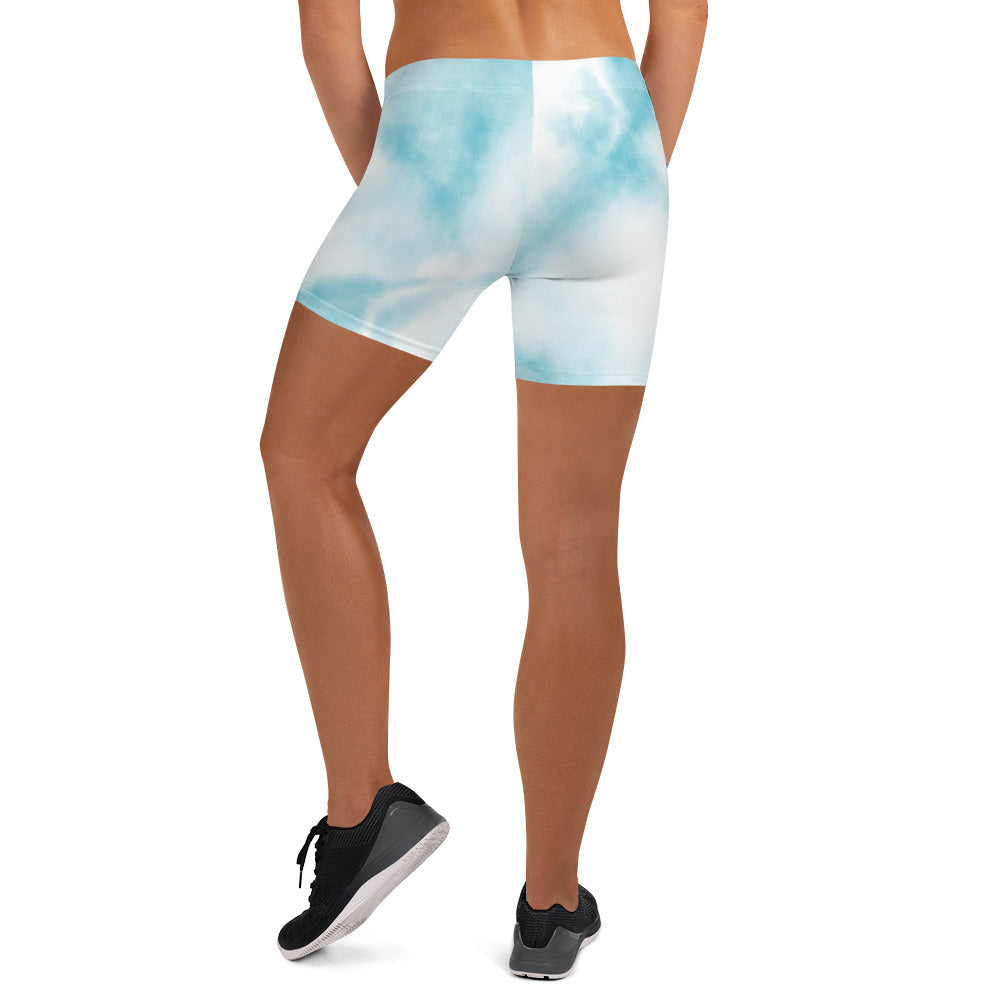 Cute Blue Tie Dye Tight Shorts for Women
