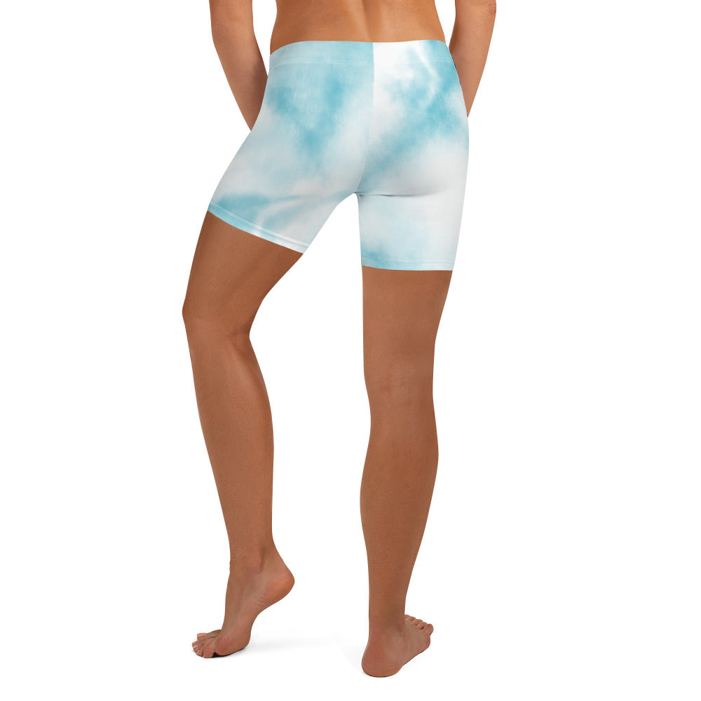 Cute Blue Tie Dye Tight Shorts for Women