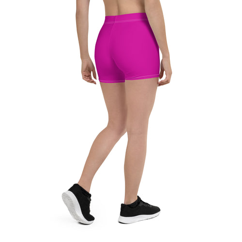 Neon Pink Plain Workout Tight Shorts for Women