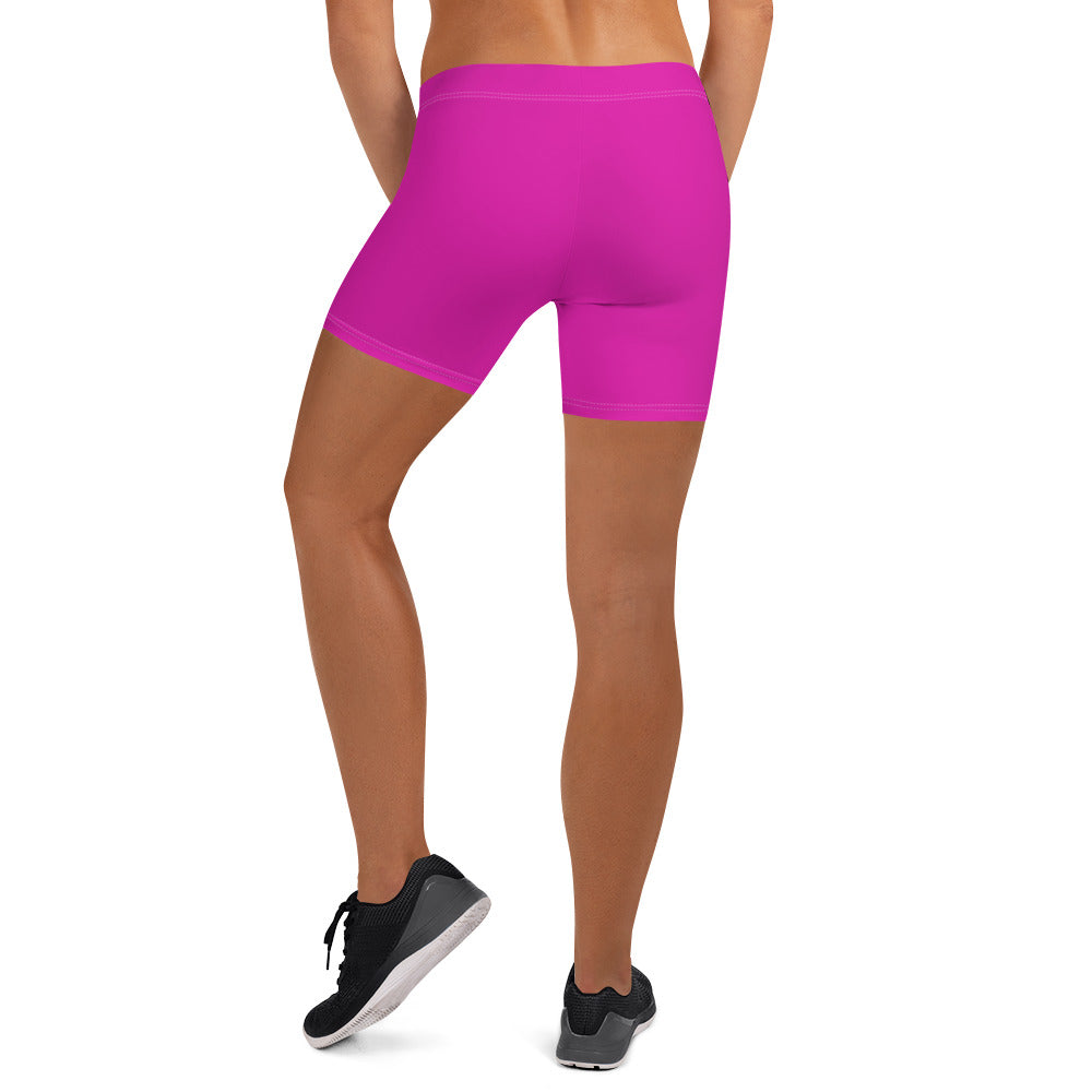 Neon Pink Plain Workout Tight Shorts for Women