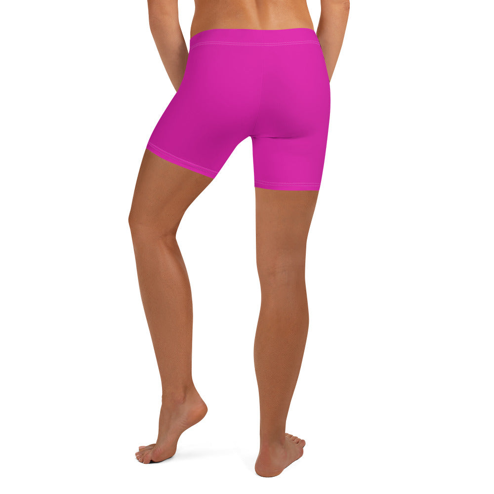 Neon Pink Plain Workout Tight Shorts for Women