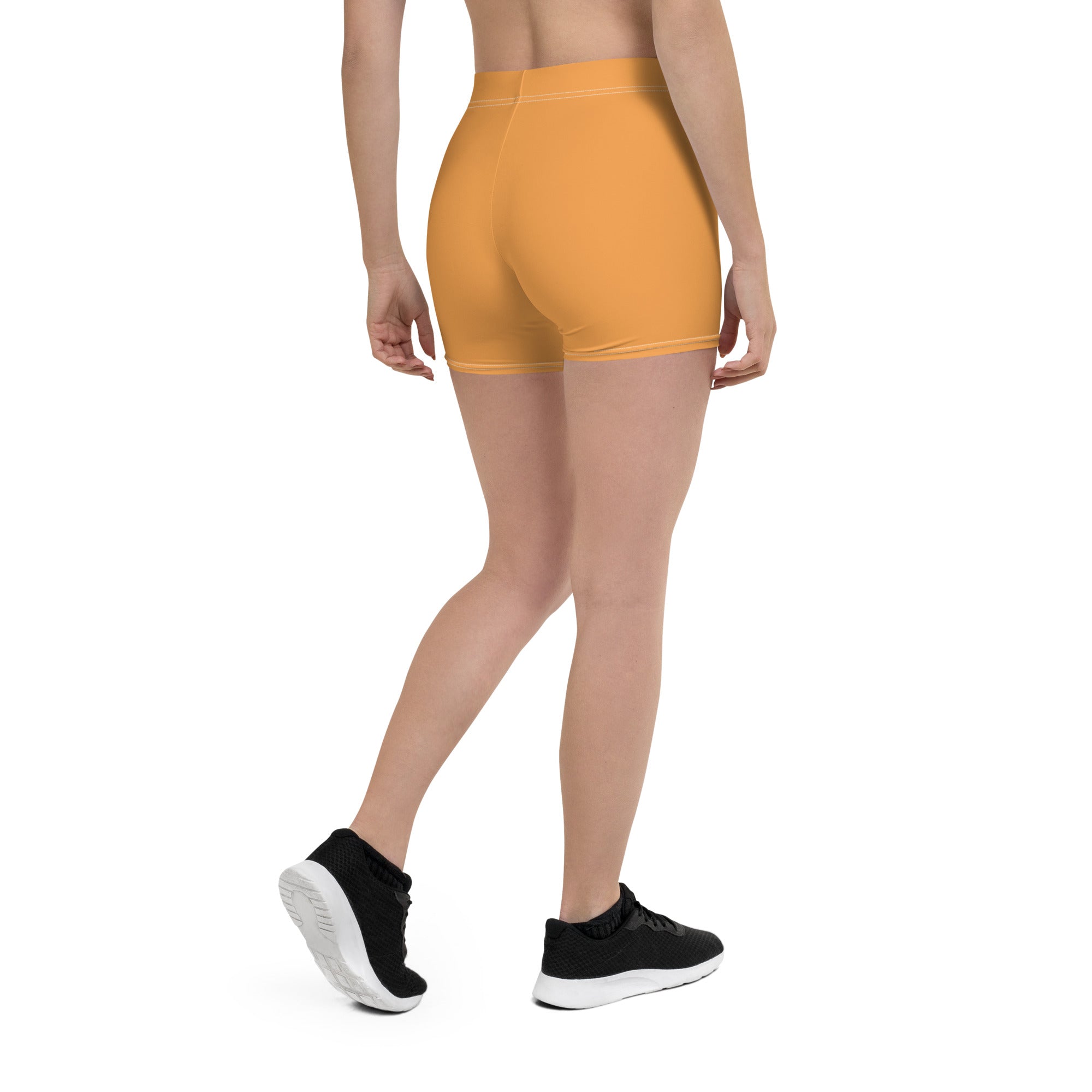 Sporty Orange Plain Gym Workout Tight Shorts for Women