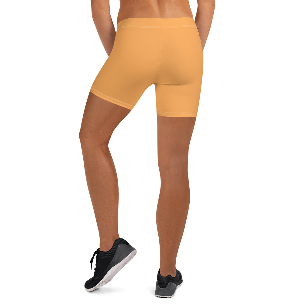 Sporty Orange Plain Gym Workout Tight Shorts for Women
