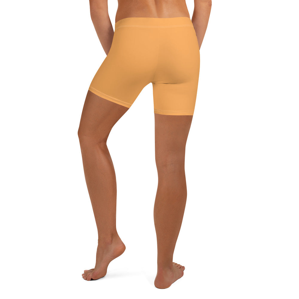 Sporty Orange Plain Gym Workout Tight Shorts for Women