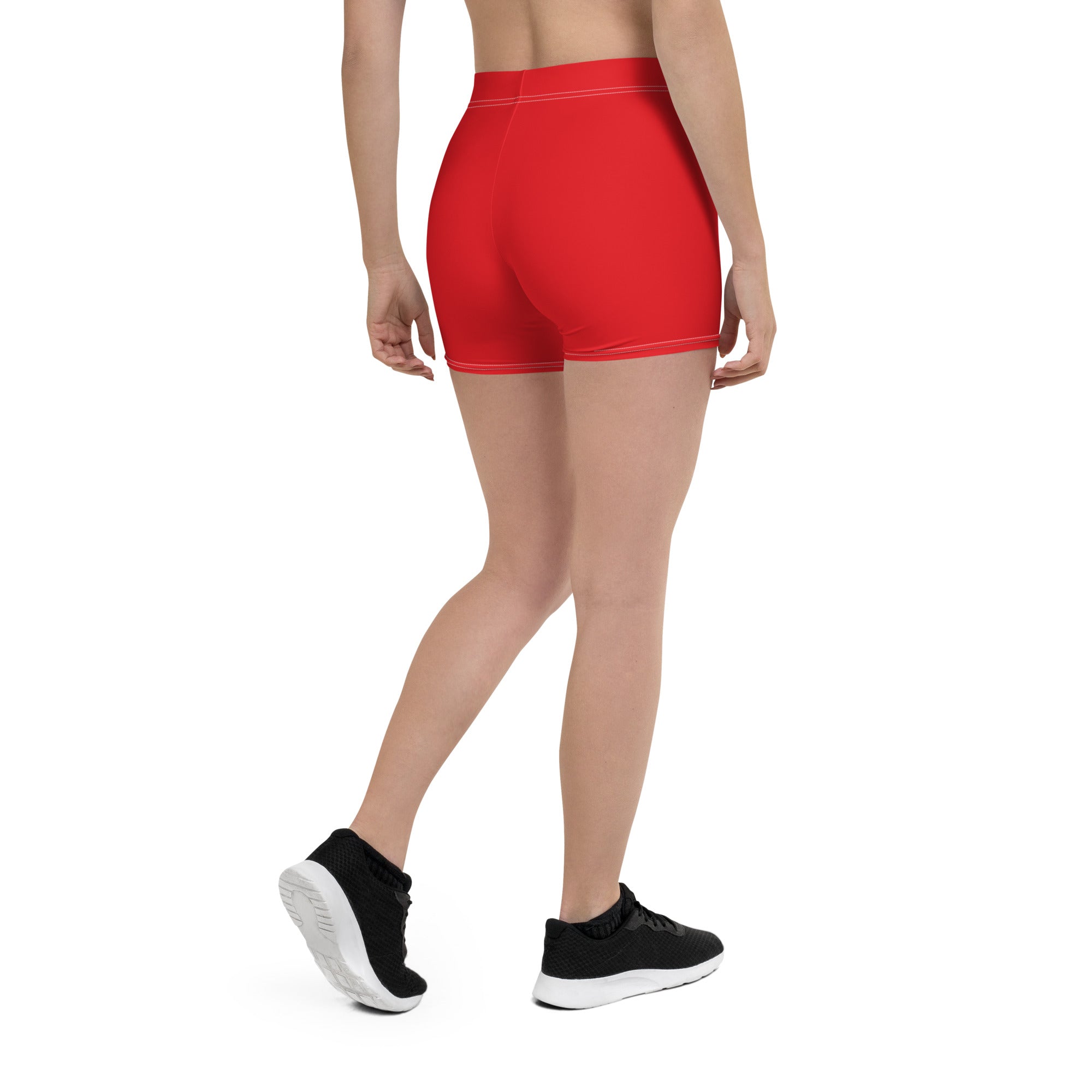 Athletic Red Plain Gym Workout Tight Shorts for Women