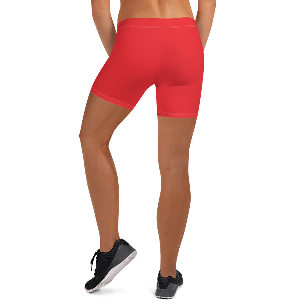 Athletic Red Plain Gym Workout Tight Shorts for Women
