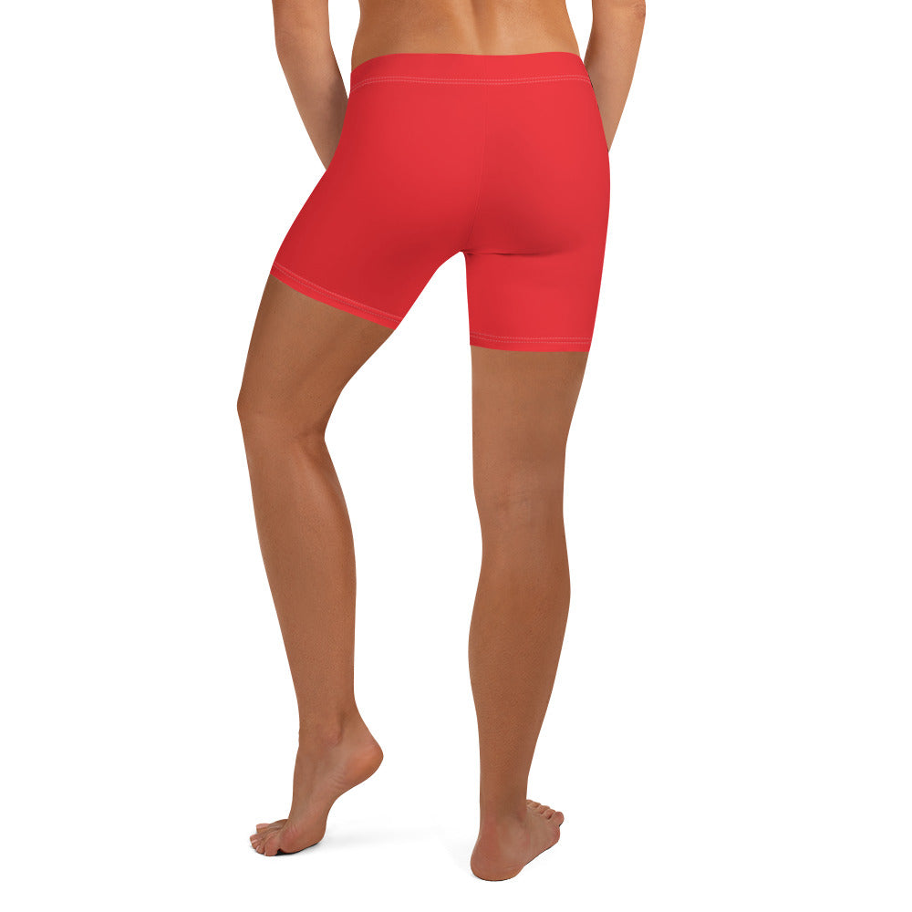 Athletic Red Plain Gym Workout Tight Shorts for Women