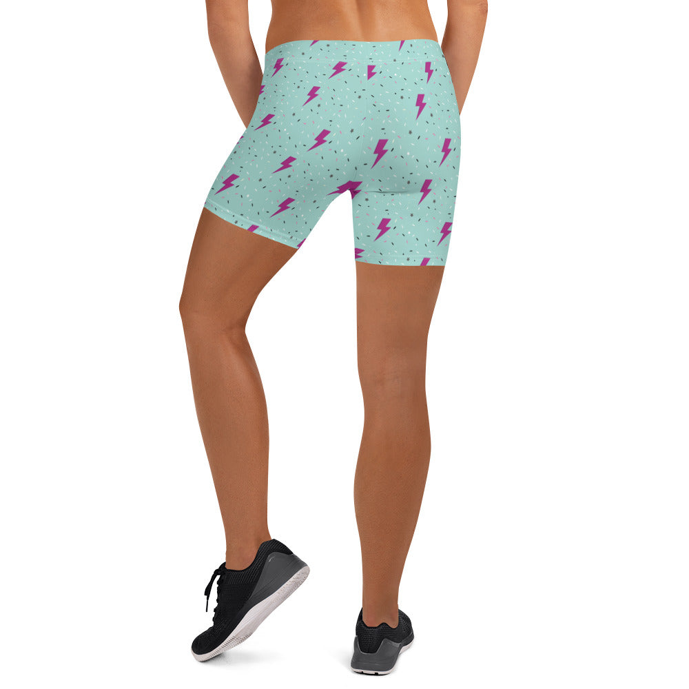 Preppy Green Lightning Bolts Running Tight Shorts for Women