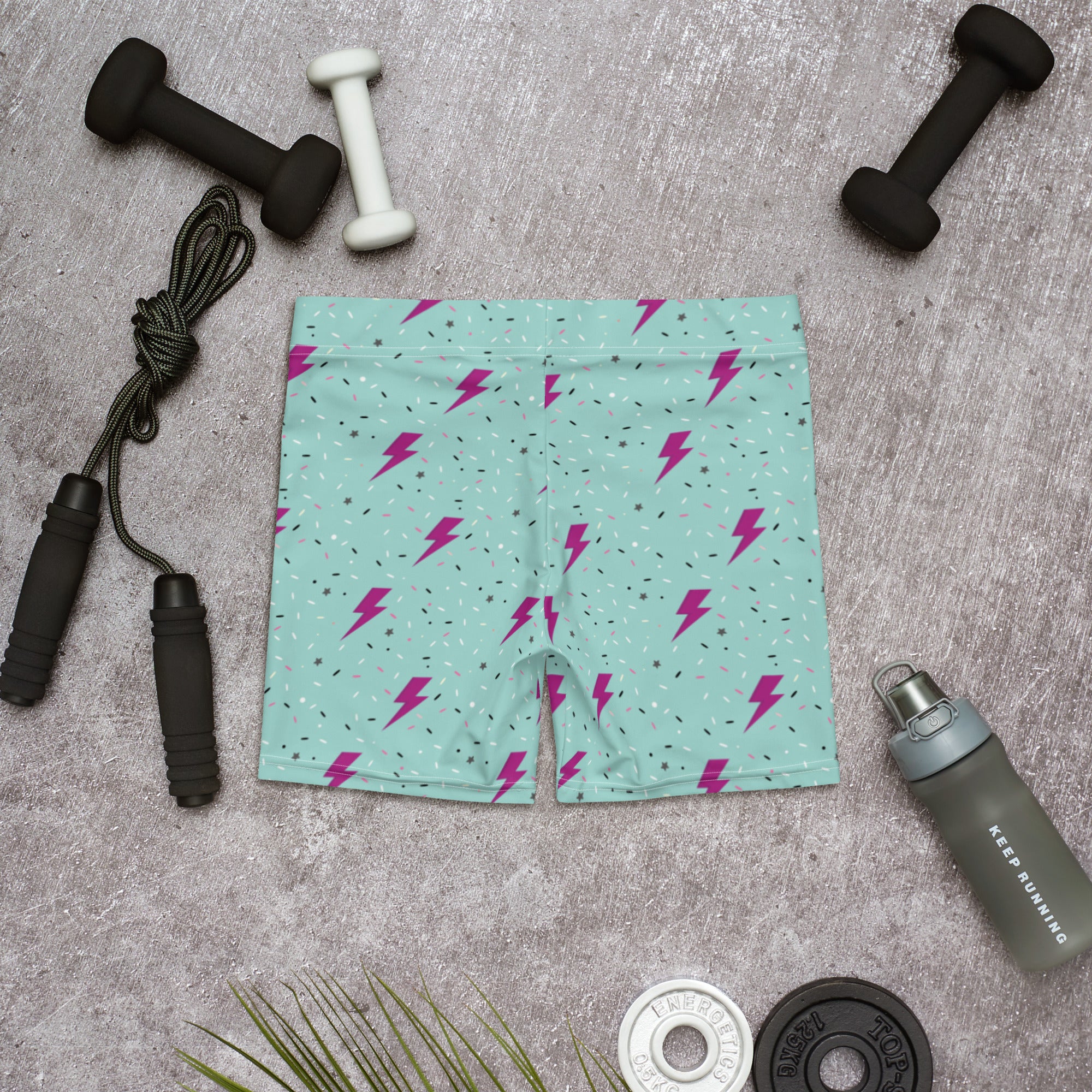 Preppy Green Lightning Bolts Running Tight Shorts for Women