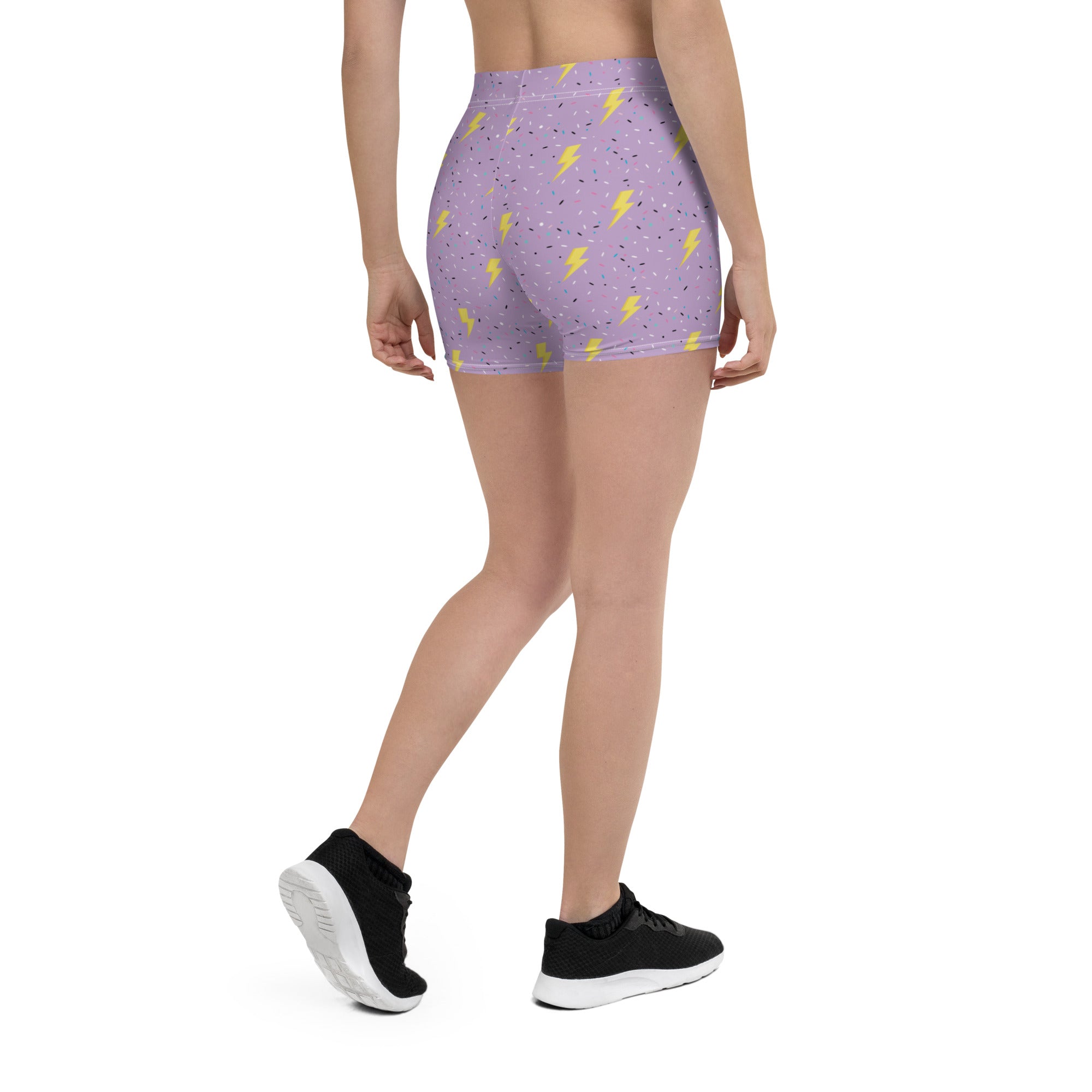 Preppy Lightning Bolts Purple Running Tight Shorts for Women