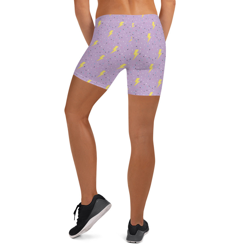 Preppy Lightning Bolts Purple Running Tight Shorts for Women