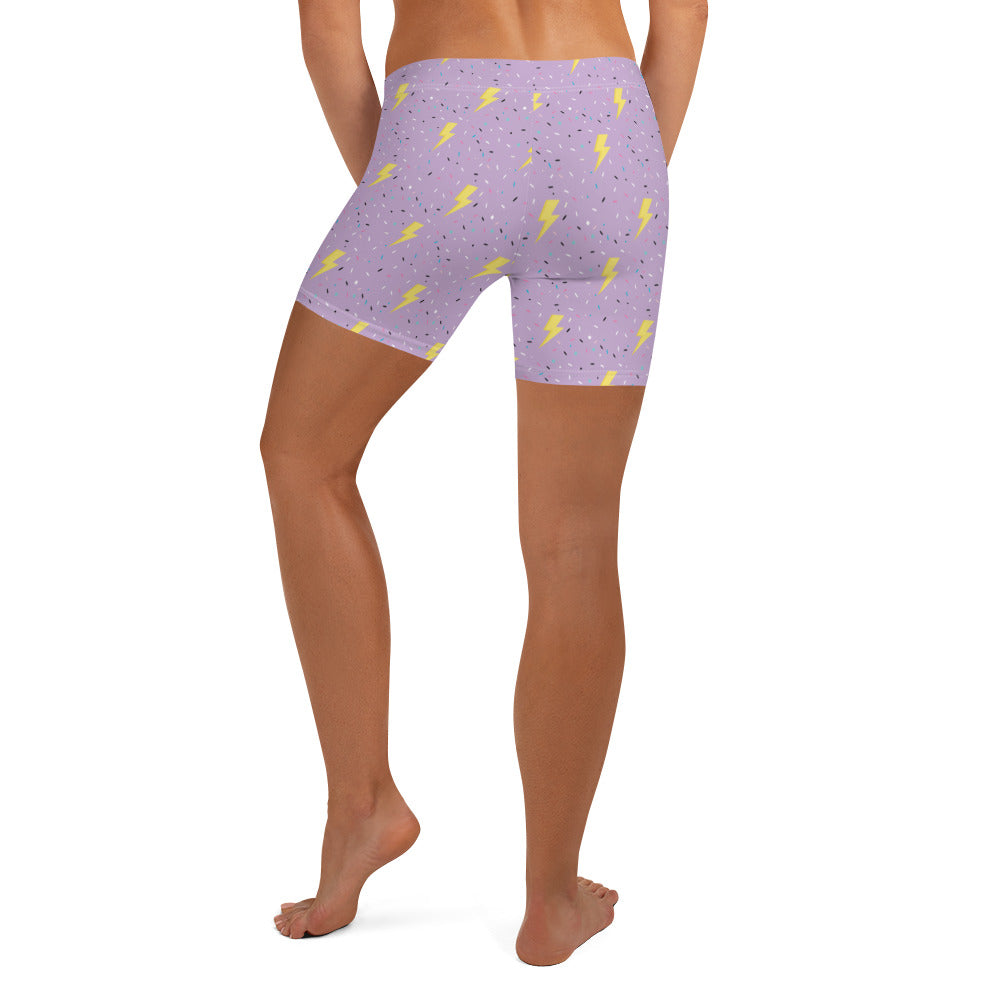 Preppy Lightning Bolts Purple Running Tight Shorts for Women