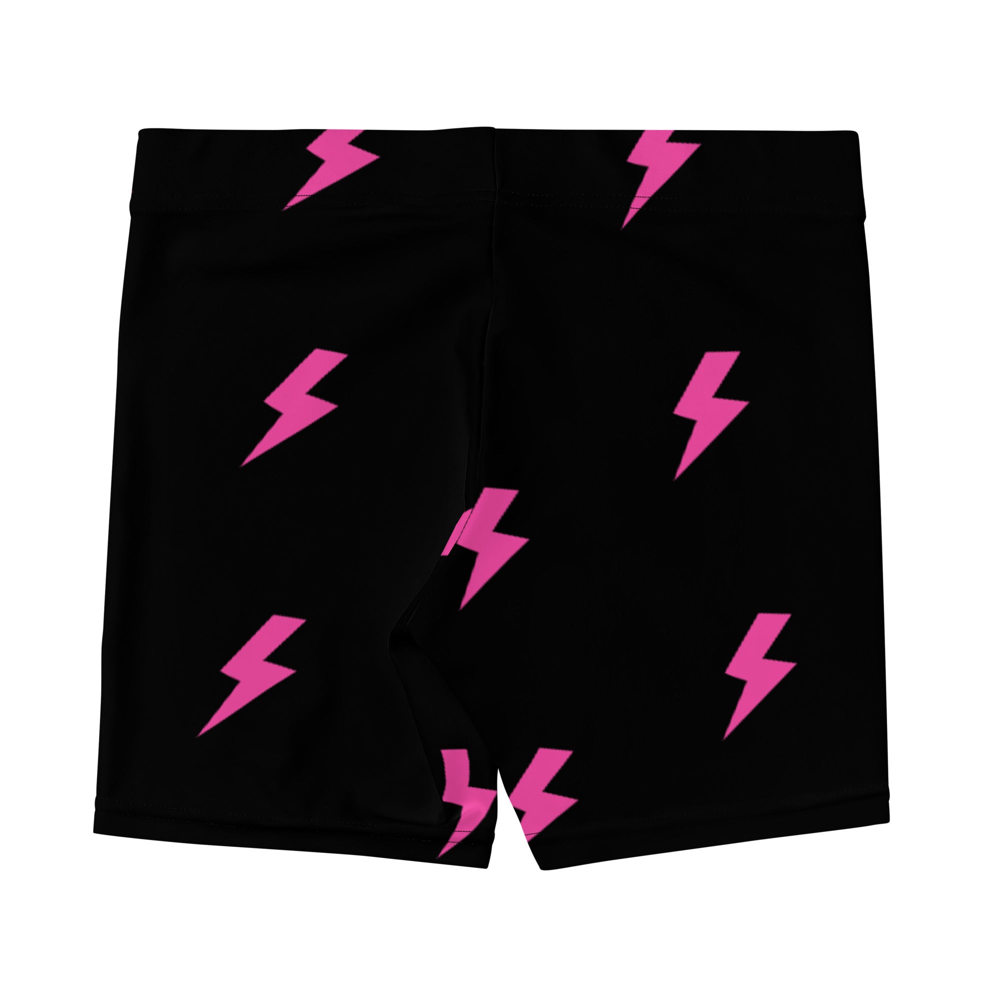 Preppy Pink Lightning Bolts Black Running Tight Shorts for Women