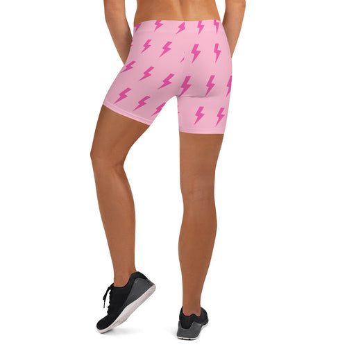Preppy Pink Lightning Bolts Running Tight Shorts for Women