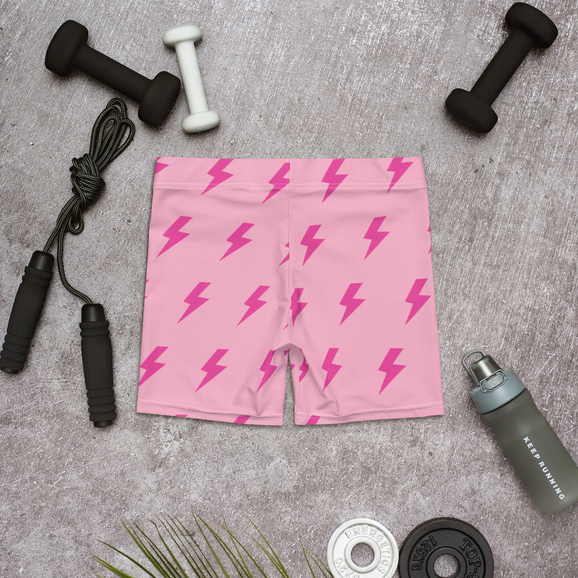 Preppy Pink Lightning Bolts Running Tight Shorts for Women