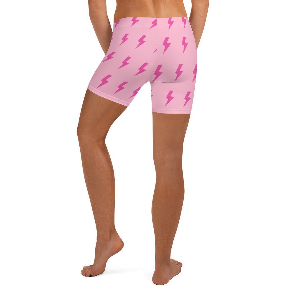 Preppy Pink Lightning Bolts Running Tight Shorts for Women