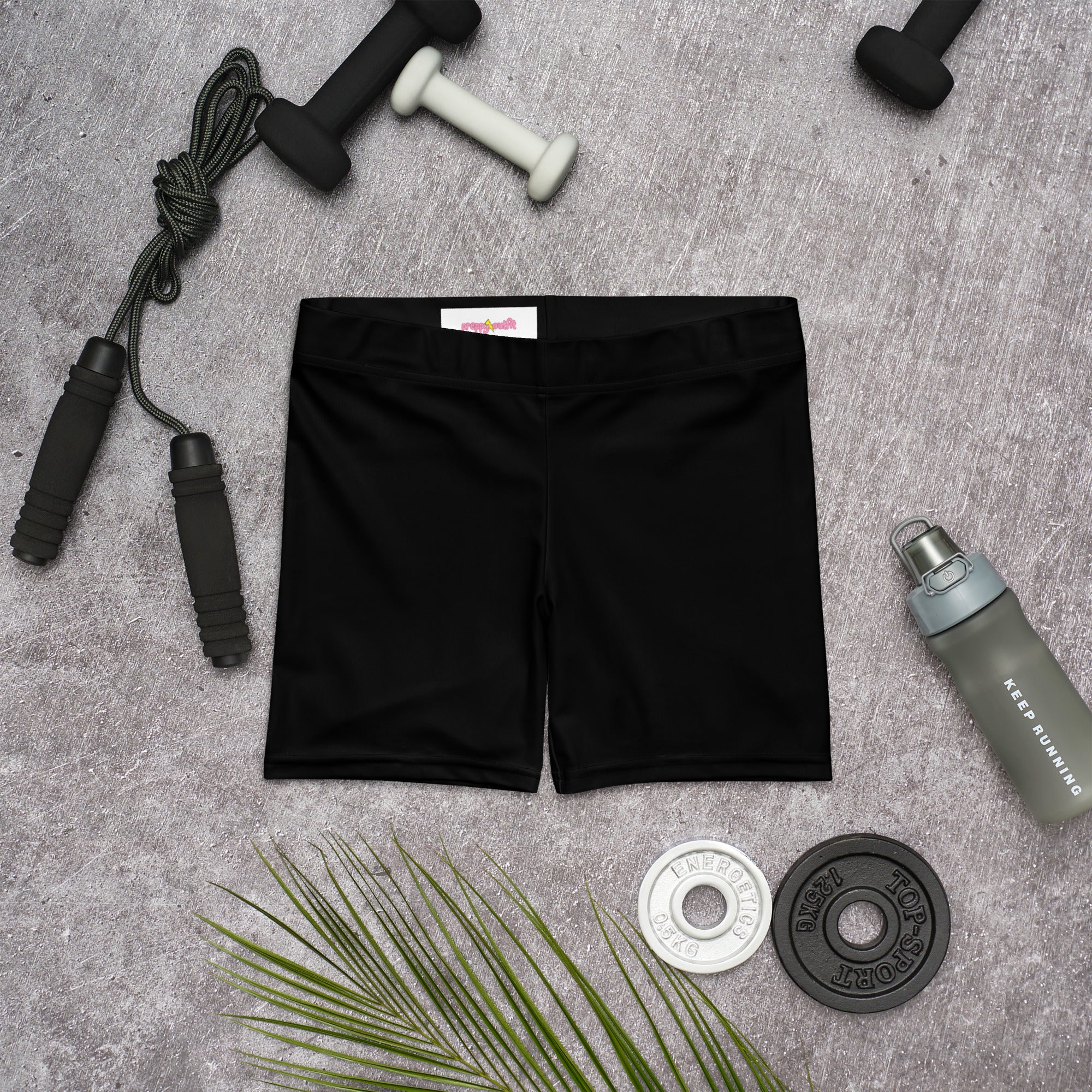 Preppy Plain Black Tight Shorts for Women