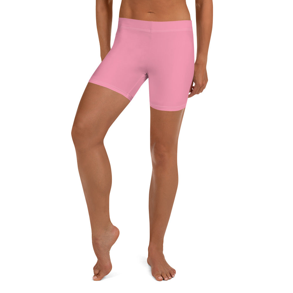 Preppy Plain Pink Tight Shorts for Women