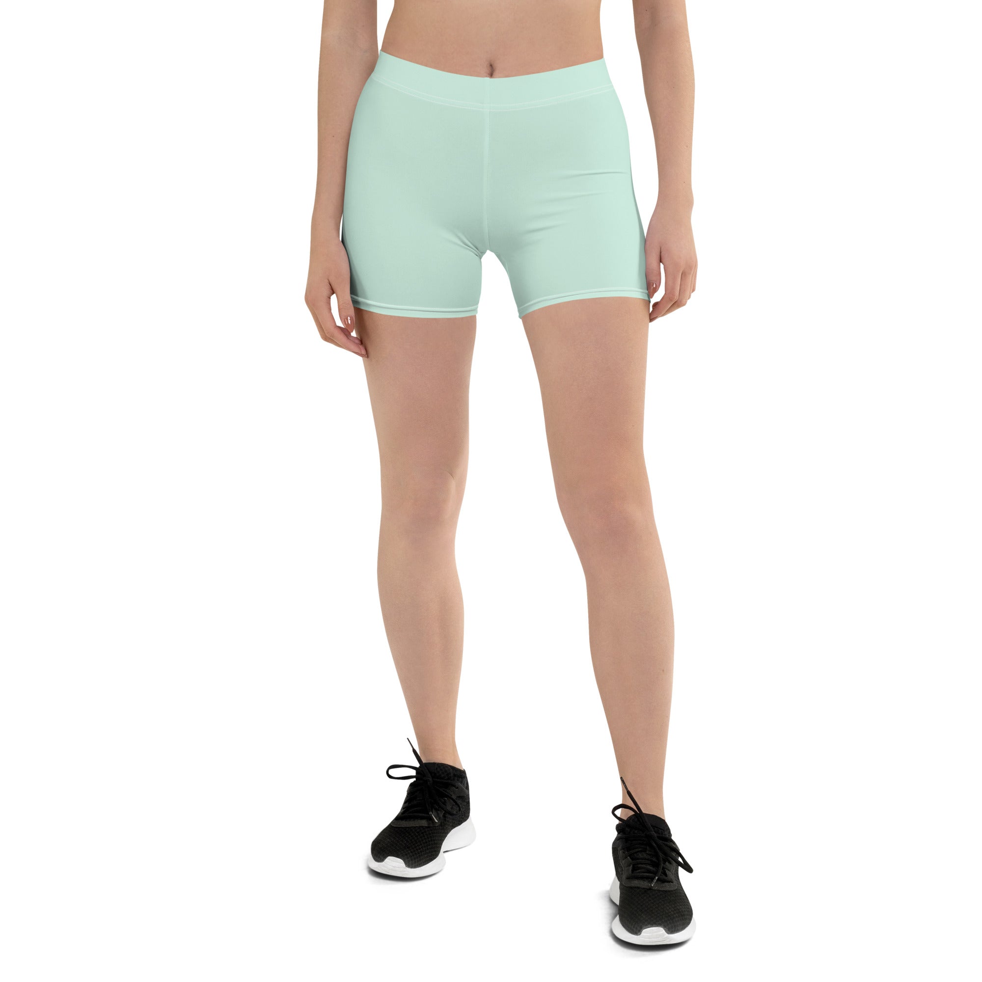 Preppy Plain Sea Green Tight Shorts for Women