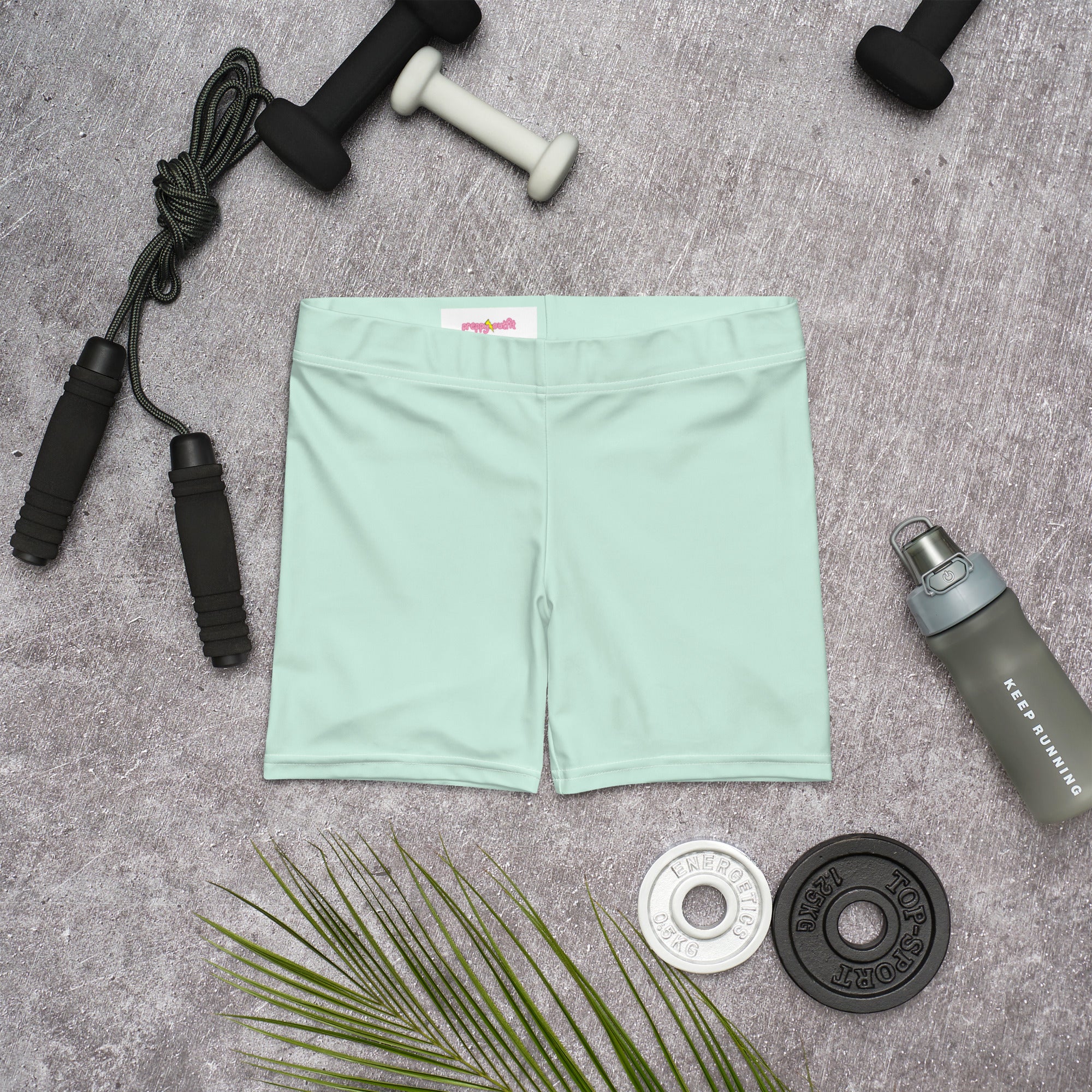 Preppy Plain Sea Green Tight Shorts for Women