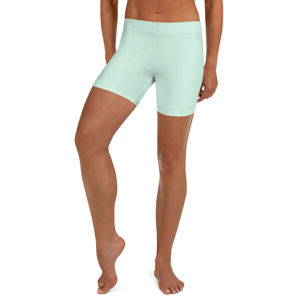 Preppy Plain Sea Green Tight Shorts for Women