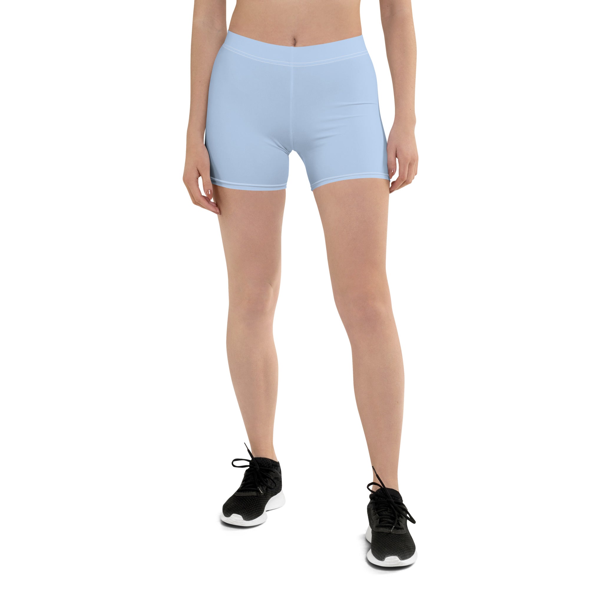 Preppy Plain Baby Blue Tight Shorts for Women