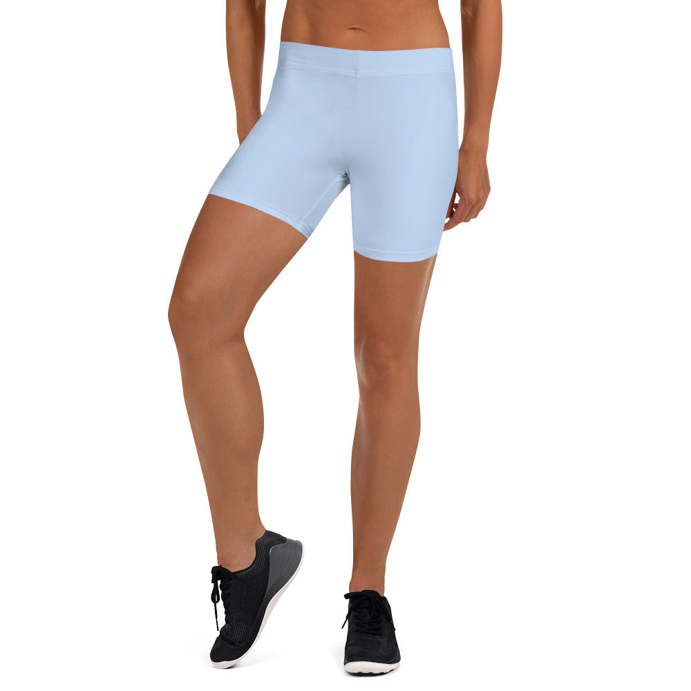 Preppy Plain Baby Blue Tight Shorts for Women