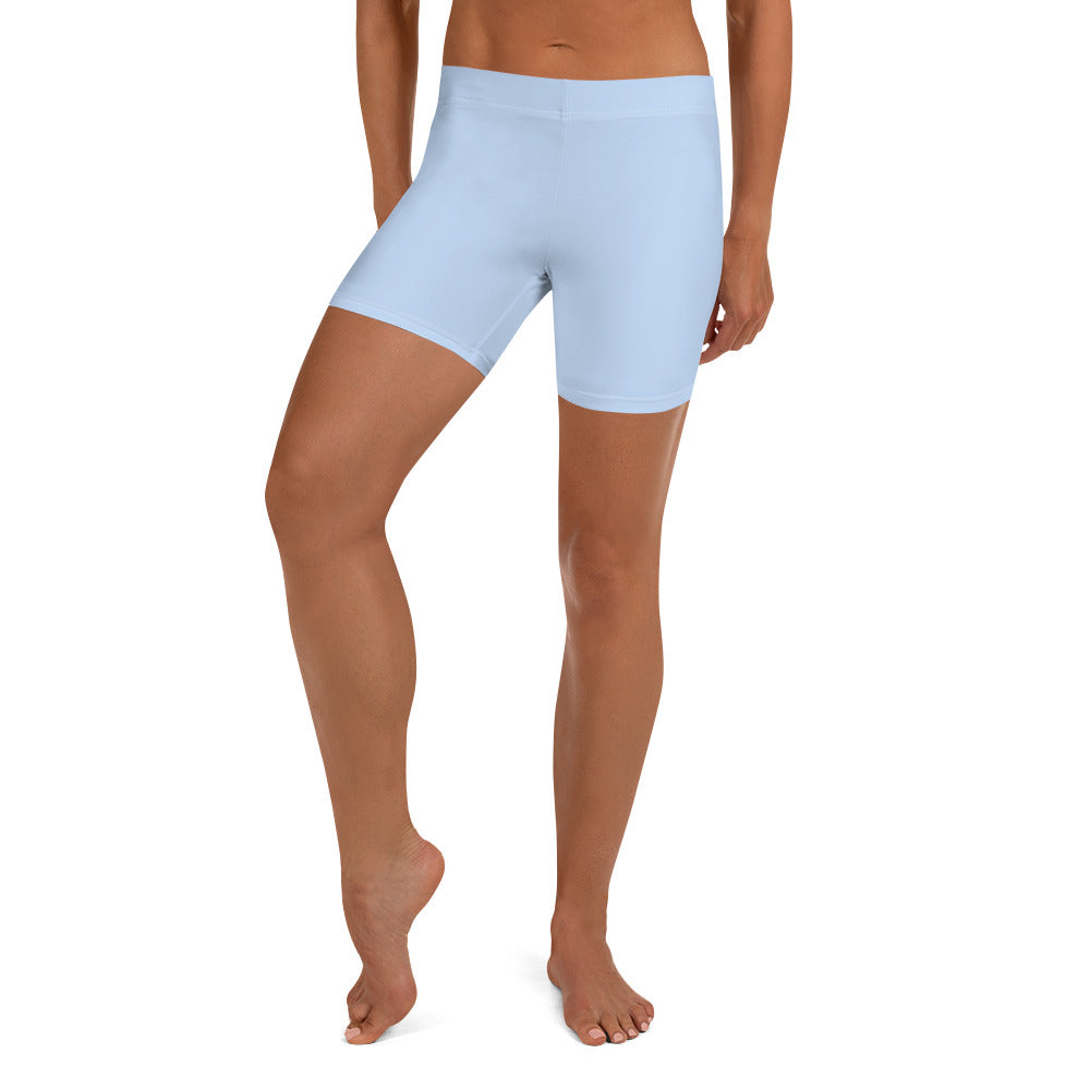Preppy Plain Baby Blue Tight Shorts for Women