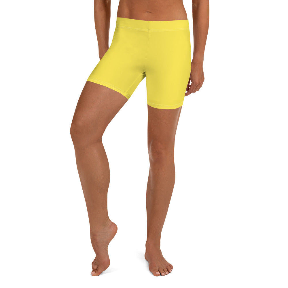 Preppy Plain Yellow Tight Shorts for Women