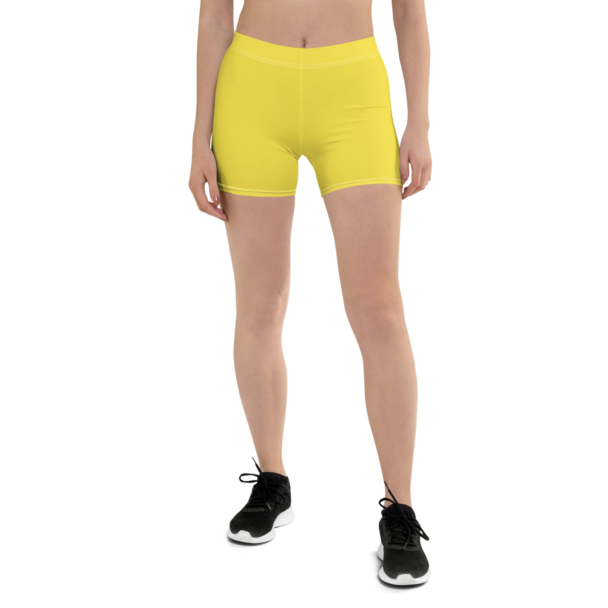 Preppy Plain Yellow Tight Shorts for Women