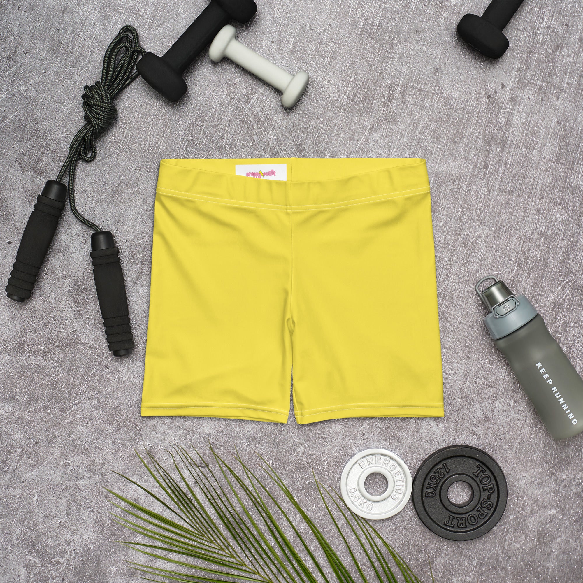 Preppy Plain Yellow Tight Shorts for Women
