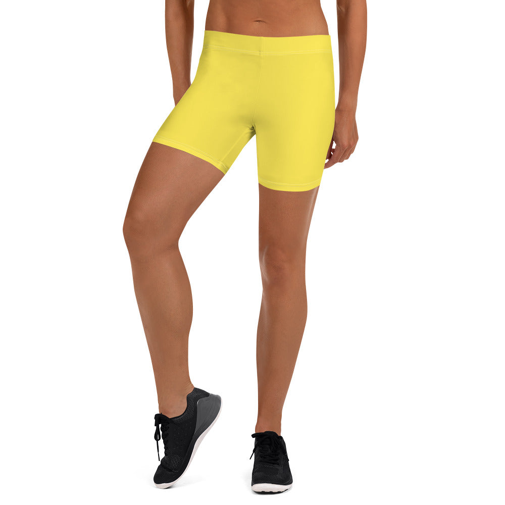 Preppy Plain Yellow Tight Shorts for Women